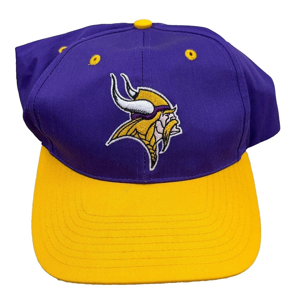 Vintage Minnesota Vikings Snapback Hat Cap Snapback Plain Logo Two Tone NFL 90s